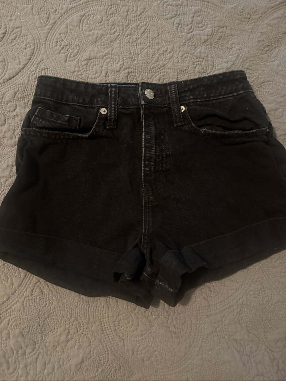 wild fable Black High-Rise Cuffed Denim Shorts